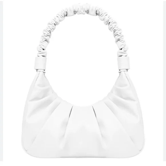 🔥NWT🔥 Vegan Leather Scrunch Handle Hobo Mini Tote/Crossbody in Chic White - Picture 3 of 14